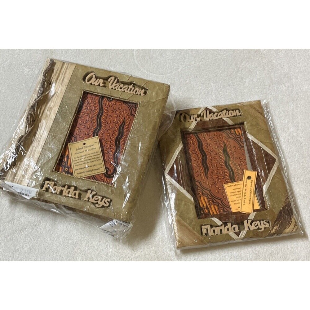 Lot of 2 New Key West Florida Keys Handmade Picture Frame & Photo Album